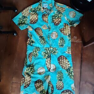 The Original Resort Romper Men's Medium One Piece Shorts Pineapple Overalls